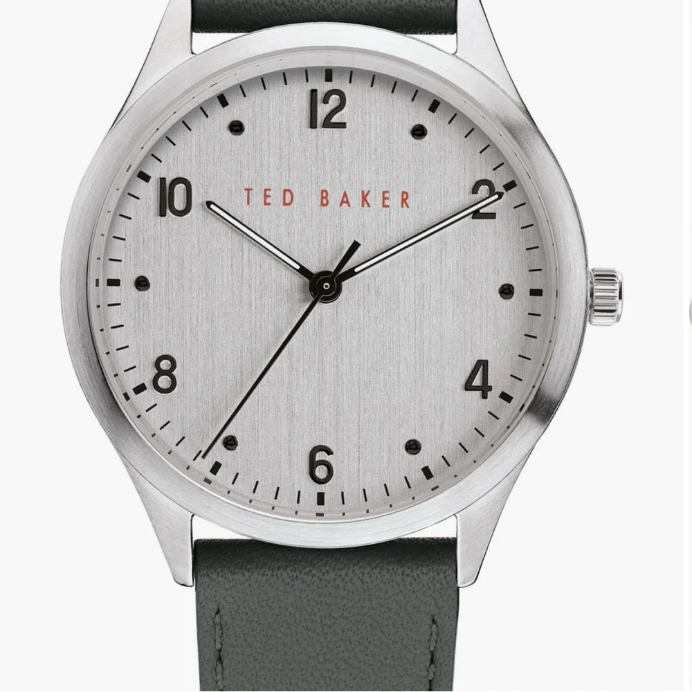 Ted Baker Silver Dial Grey Leather Strap Men's Watch